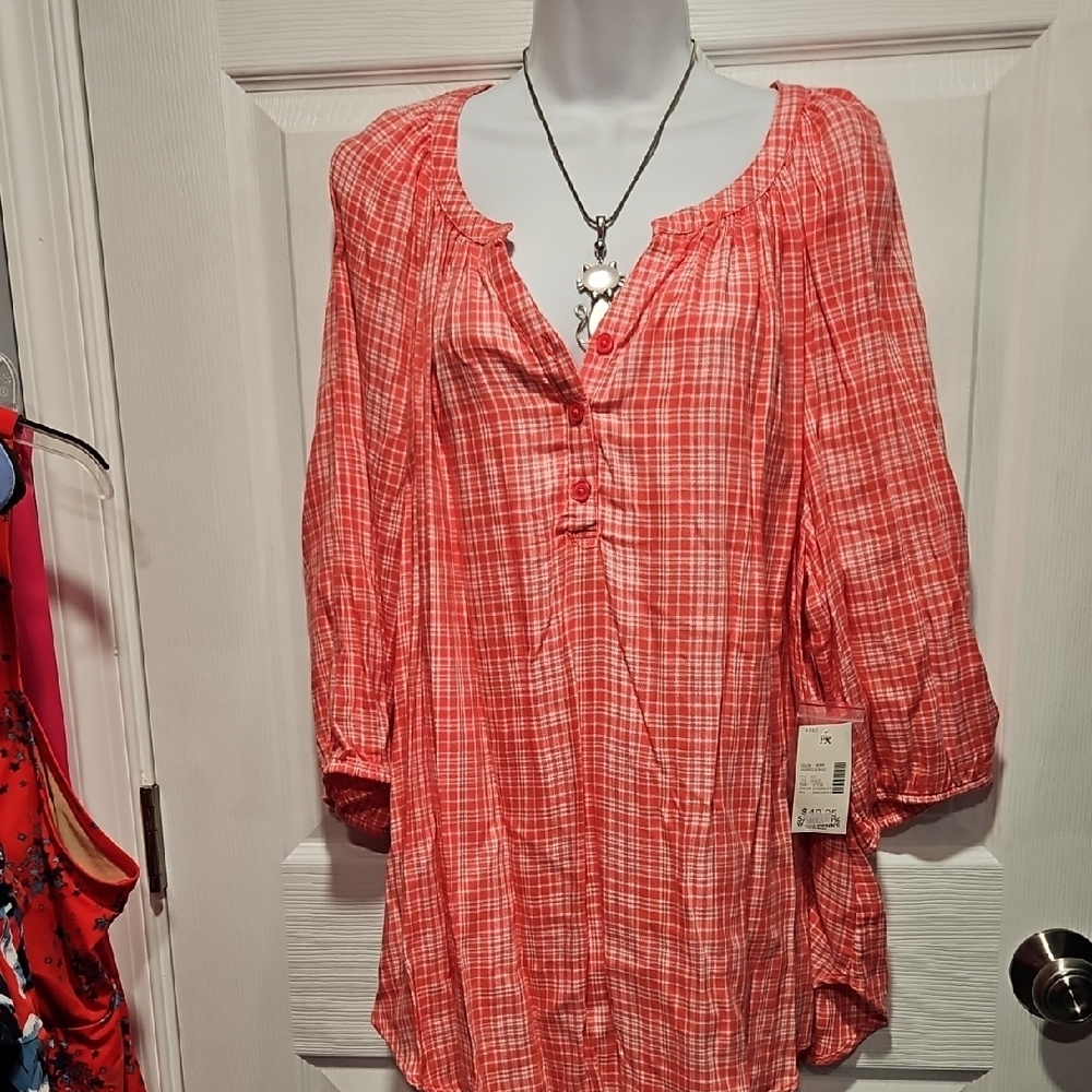 Catherines Red Plaid Blouse